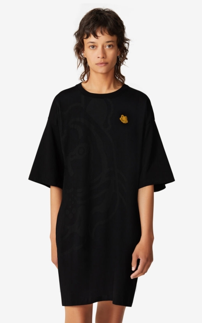 Kenzo Women K-tiger Oversized T-shirt Dress Black